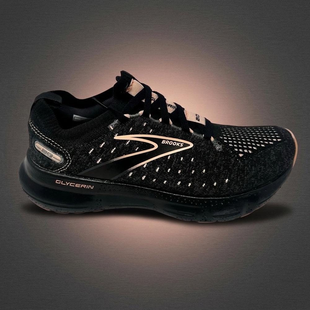 Brooks Glycerin StealthFit 20 Womens 6.5 Black Rose Gold Running Shoes NWOB